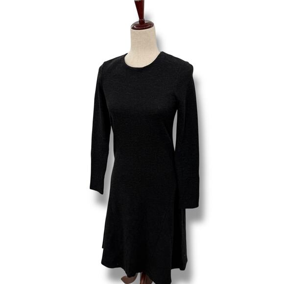 Theory Gray Wool dress Size 6 Long Sleeve Graphite Heather Fit & Flare EUC - Picture 1 of 9